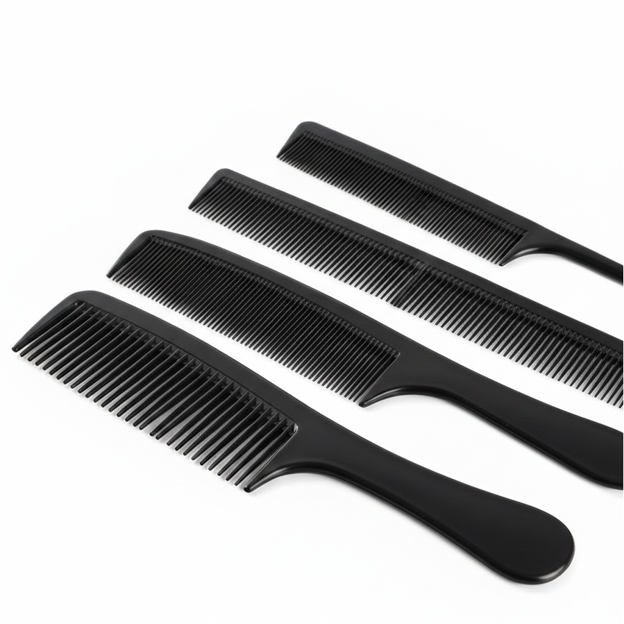 Professional Carbon Fiber Barber Comb Set – Heat Resistant & Anti-Static | 5-Pack