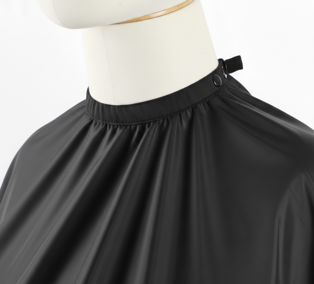 Black apron on a mannequin with a white background