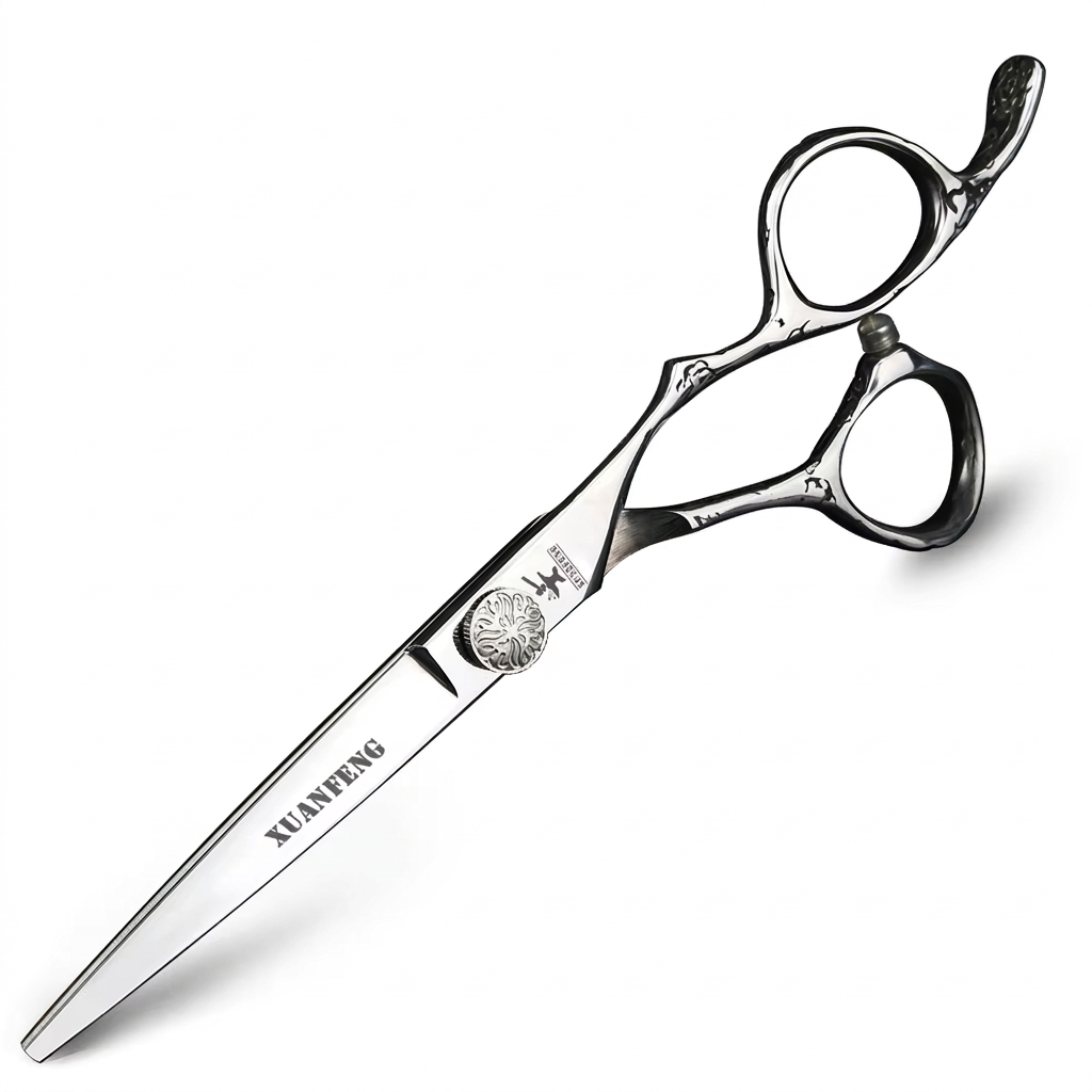 XUANFENG 6" Black Mirror Barber Scissors Set — JP440C Steel Cutting & Thinning Shears