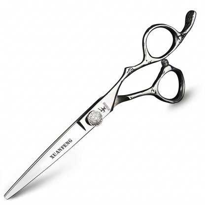 XUANFENG 6" Black Mirror Barber Scissors Set — JP440C Steel Cutting & Thinning Shears