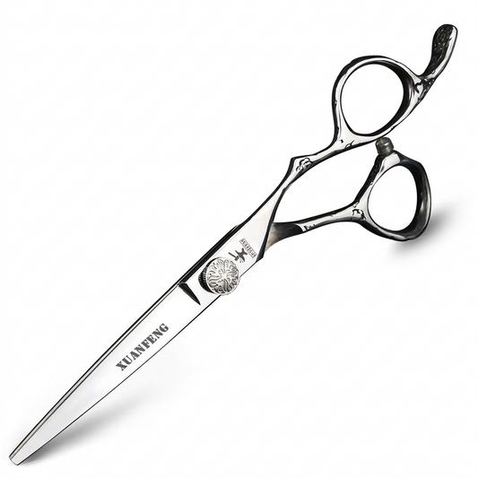 XUANFENG 6" Black Mirror Barber Scissors Set — JP440C Steel Cutting & Thinning Shears