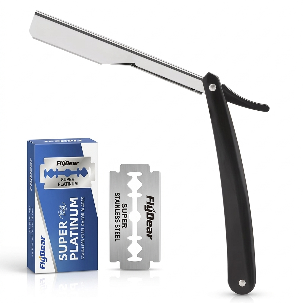 Professional Straight Razor — Stainless Steel Folding Barber Shavette | Replaceable Blades