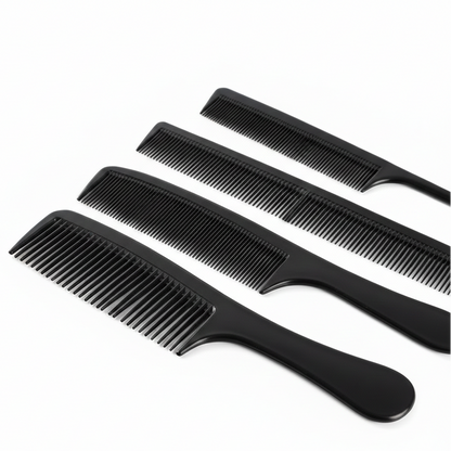 Professional Carbon Fiber Barber Comb Set – Heat Resistant & Anti-Static | 5-Pack