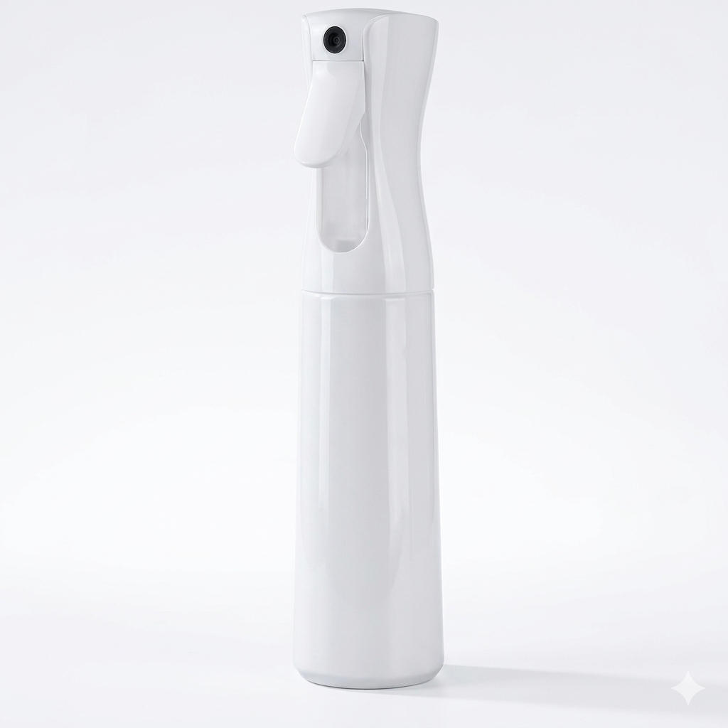 White spray bottle on a white background