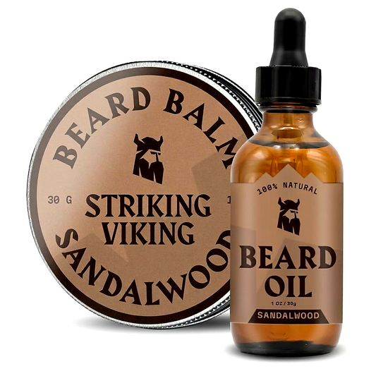 Striking Viking Beard Oil & Balm Kit — Sandalwood, Argan & Jojoba | Natural Beard Care Set